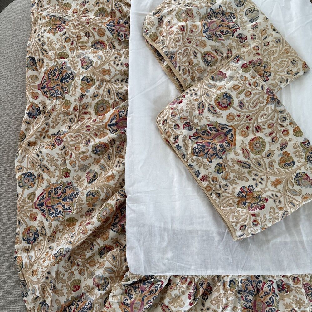 Ralph Lauren Vintage Marrakesh Rug Floral Cottage Paisley Dust Ruffle QU+2shams